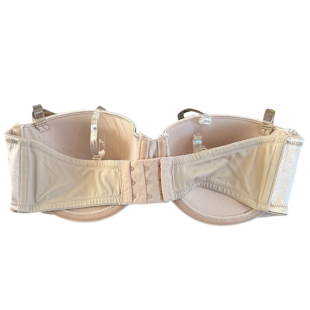 Ellen Tracy Beige Strapless Convertible Push-Up Underwire Padded Bra Size 36C - Picture 2 of 9